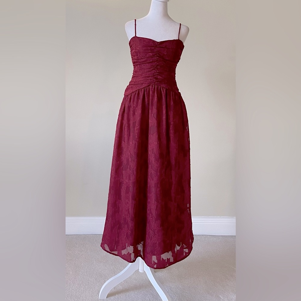 Lost +Wander Celestial Glow Metallic Stripe Cocktail Dress in Maroon Size M EUC - Picture 5 of 11